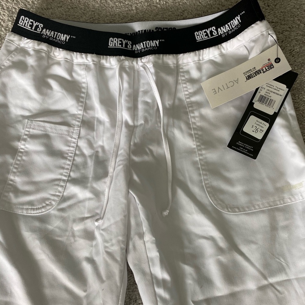 Greys anatomy active white scrub bottoms